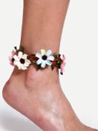 Shein Natural Handmade Flower Boho Anklet
