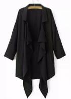 Rosewe Black Asymmetric Pocket Design Trench Coat