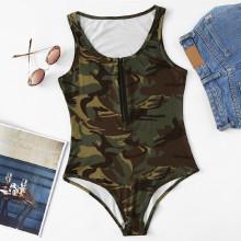 Shein Zip Front Camo Tank Bodysuit