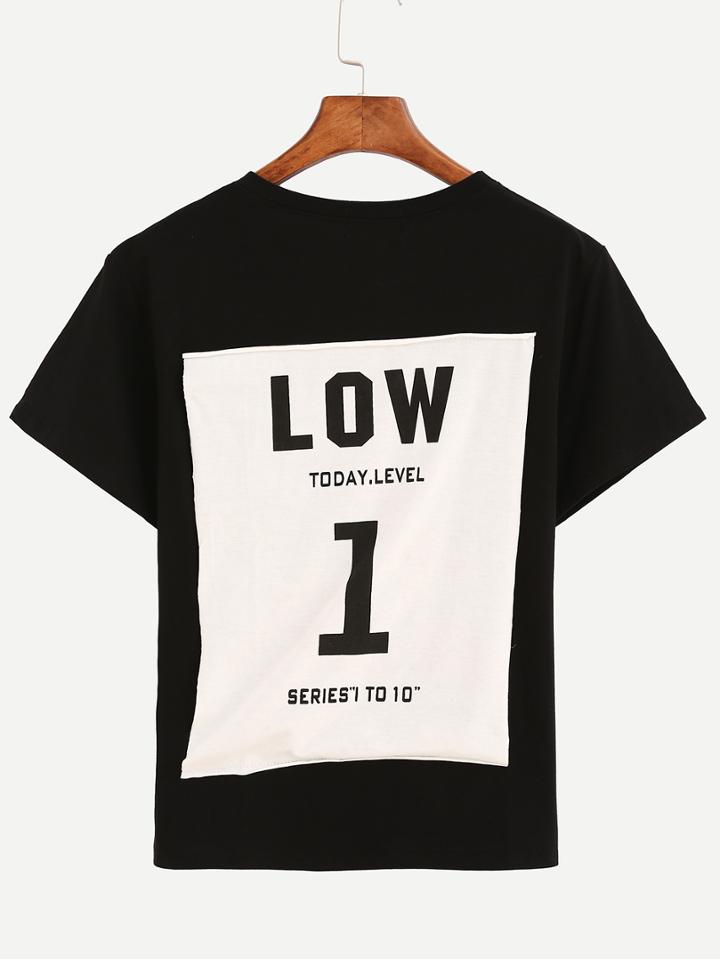 Shein Graphic Print Black T-shirt