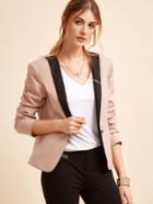 Shein Pink Contrast Shawl Collar One Button Blazer