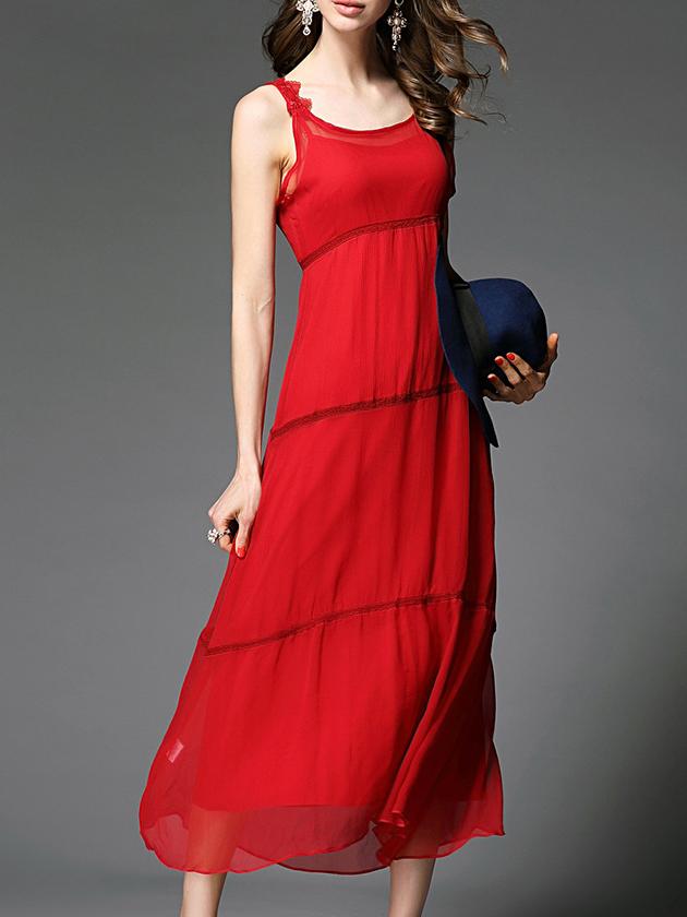 Shein Red Strap Backless Maxi Dress