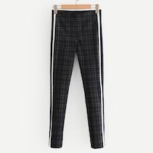 Shein Contrast Tape Side Plaid Leggings