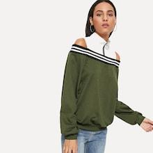 Shein Cold Shoulder Quarter Zip Sweatshirt