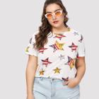 Shein Plus Allover Star Print T-shirt