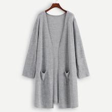 Shein Plus Dual Pocket Solid Cardigan