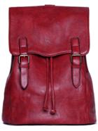 Shein Red Belt Buckle Pu Backpacks