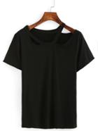 Shein Asymmetric Cutout Neck T-shirt