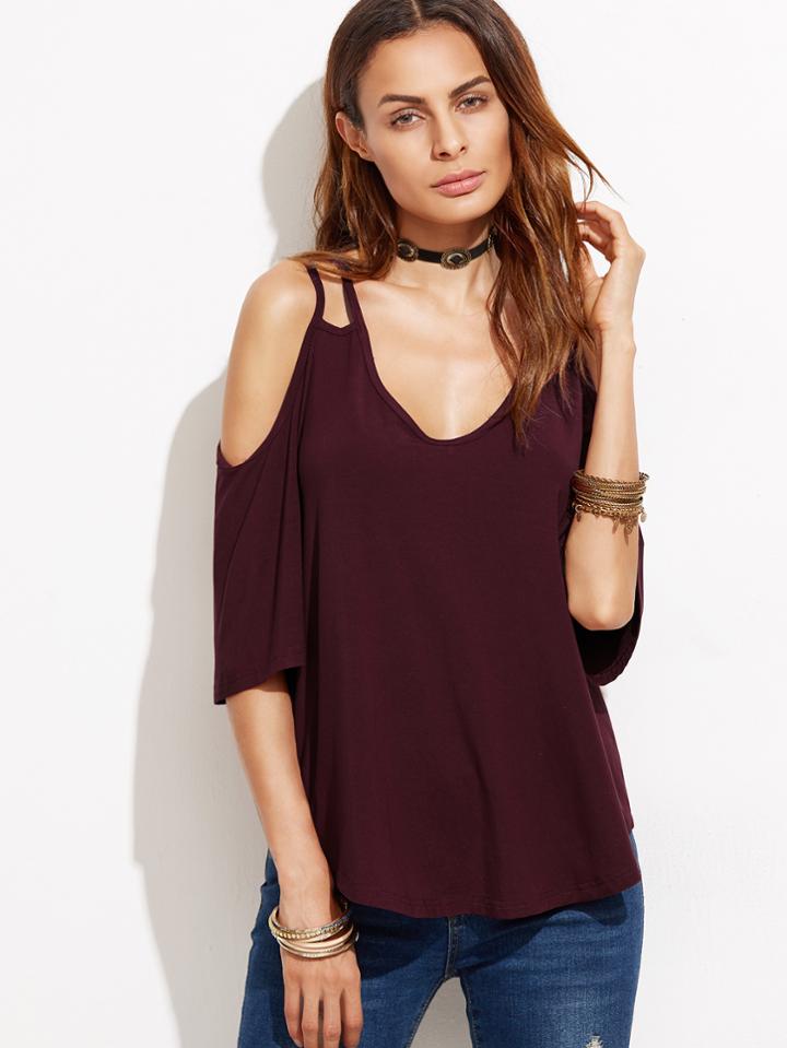 Shein Strappy Cold Shoulder T-shirt