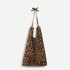 Shein Leopard Pattern Tote Bag With Knotted Handle