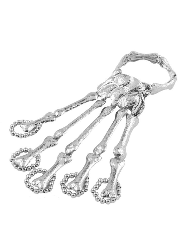 Shein Hand Bone Design Bracelet With Finger Ring