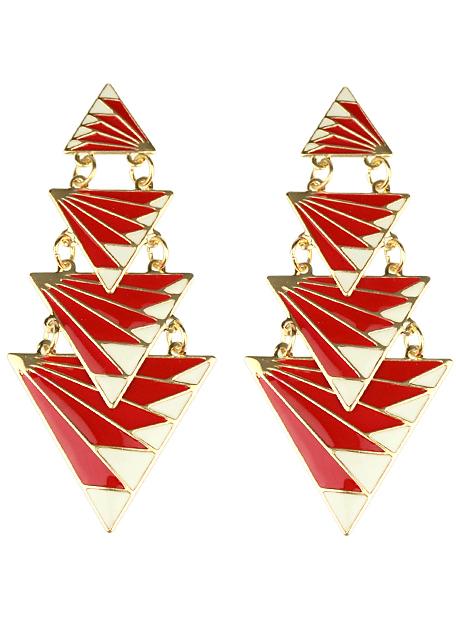 Shein Red Triangle Splice Earrings