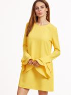 Shein Yellow Layered Ruffle Sleeve Dress