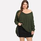 Shein Plus V Neck Solid Oversized Sweater