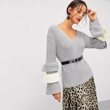 Shein Tiered Ruffle Sleeve Jumper Without Belt