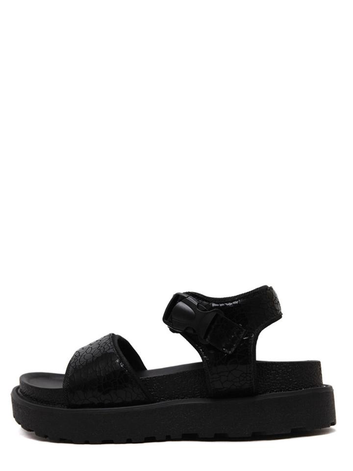 Shein Black Peep Toe Velcro Thick-soled Wedges