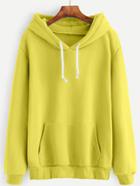 Shein Yellow Drawstring Hooded Pocket Sweatshirt