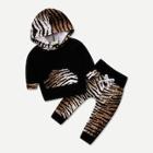 Shein Toddler Boys Animal Print Pocket Detail Hoodie With Pants