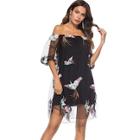 Shein Off Shoulder Animal Embroidered Dress