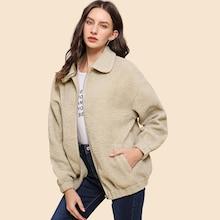 Shein Solid Zipper Up Jacket