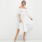 Shein Laser Cut Sleeve Hanky Hem Bardot Dress