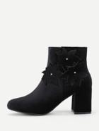 Shein Flower Side Block Heeled Ankle Boots