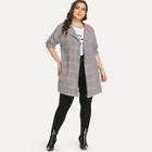 Shein Plus Plaid Roll-up Sleeve Coat