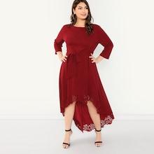 Shein Plus Scallop Trim Laser Cut High Low Dress