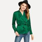 Shein Surplice Front Solid Satin Blouse
