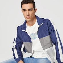 Shein Men Zip Up Color Block Coat