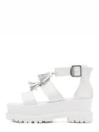 Shein White Peep Toe Platform Fringe Sandals