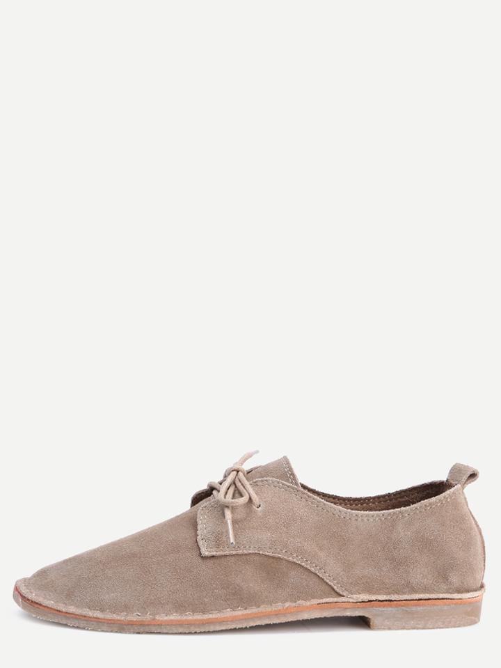 Shein Apricot Leather Lace Up Flats