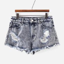 Shein Frayed Bleach Wash Denim Shorts