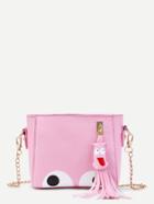 Shein Eye Print Pu Chain Bag With Tassel