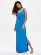 Shein Grommet Lace Up Split Hem Tank Dress