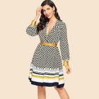 Shein Geometry Print Notched Dress