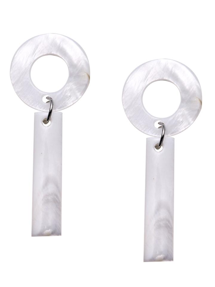 Shein White Geometric Shell Stud Earrings
