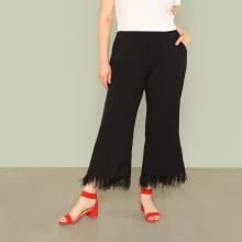 Shein Plus Faux Feather Wide Leg Pants