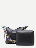 Shein Black Pu 2pcs Bag Set With Convertible Strap