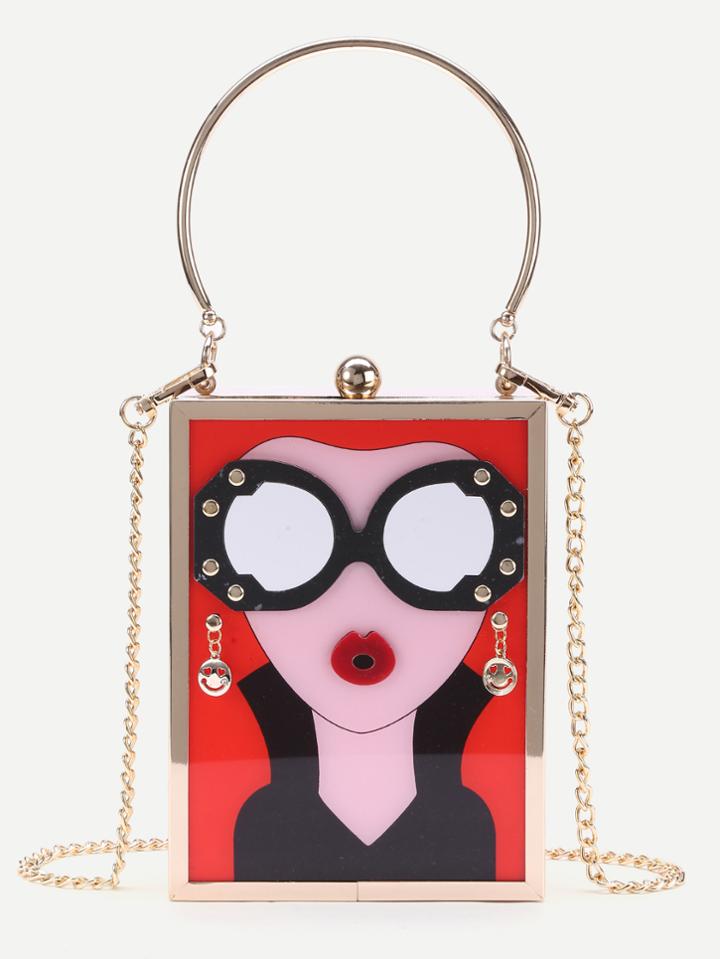 Shein Character Pattern Chain Crossbody Bag With Ring Handle