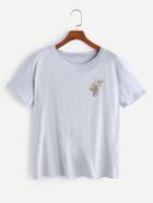 Shein Botanical Embroidered T-shirt