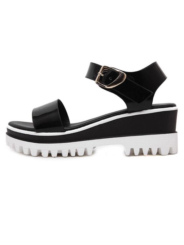 Shein Black Lug Sole Open Toe Sandals