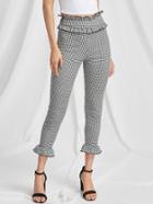 Shein Frill Trim Zip Side Skinny Gingham Pants