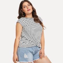 Shein Plus Twist Hem Striped Tee