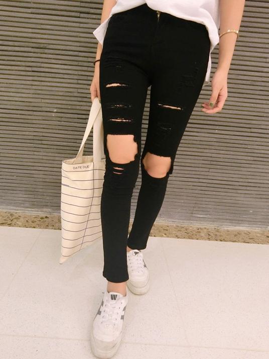 Shein Destroyed Denim Slim Pant