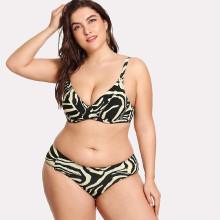 Shein Plus Animal Print Knot Bikini Set