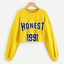 Shein Drop Shoulder Lettering Crop Pullover