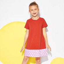 Shein Girls Contrast Polka-dot Hem Dress