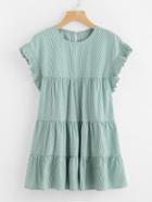 Shein Vertical Striped Tiered Peasant Frill Dress