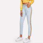 Shein Contrast Rainbow Tape Side Jeans